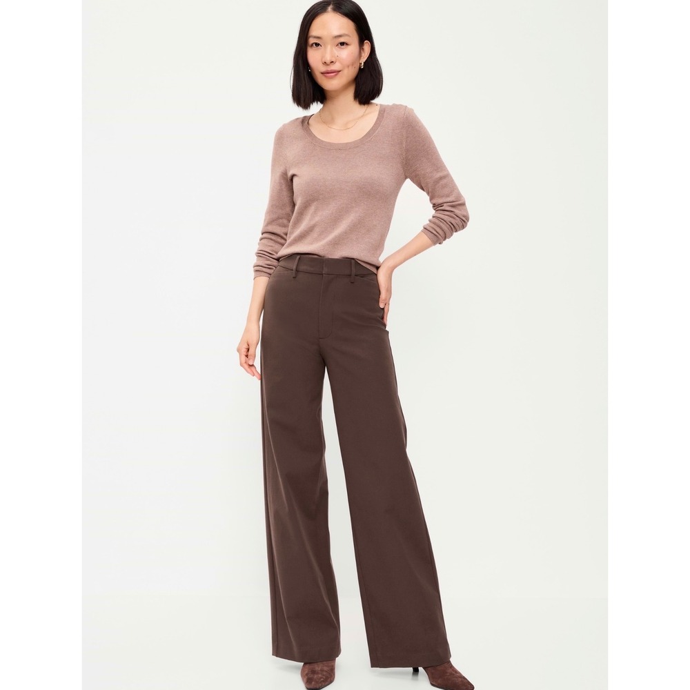 Old Navy High-Waisted Pixie Super Wide-Leg Pants Brown Twill Size L NWT